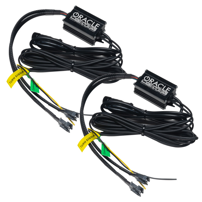 Oracle RGB+A Headlight DRL Upgrade Kit for 2019-2021 Chevy Camaro LS/LT, showcasing color-changing LED lights and turn signal functionality.