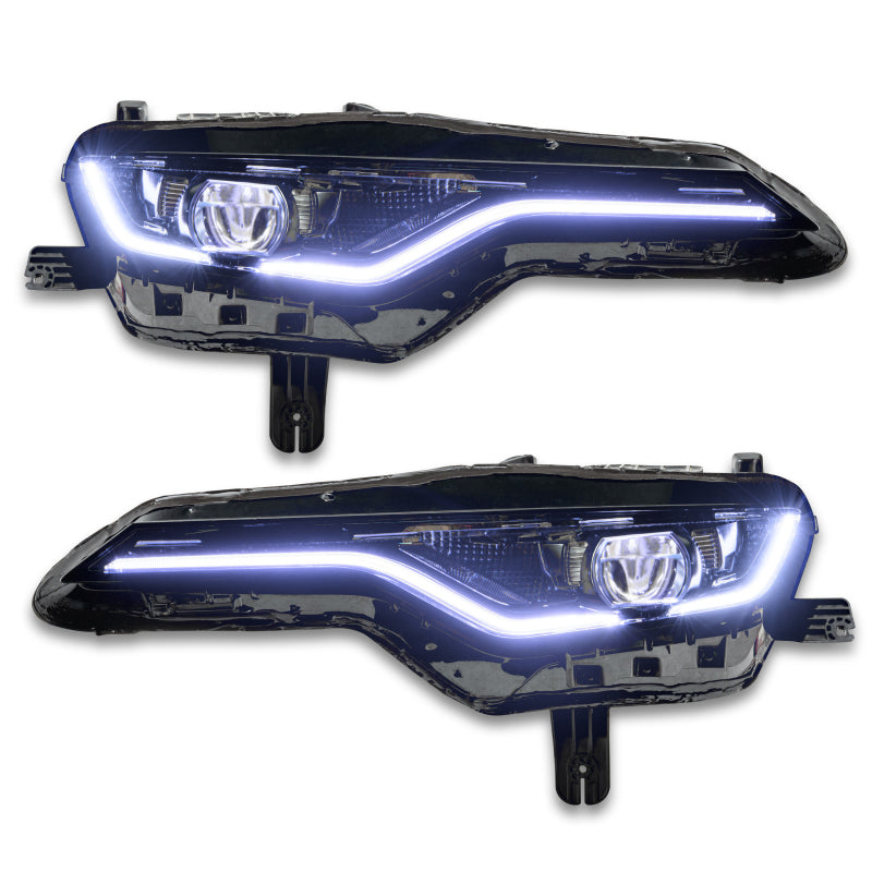 Oracle RGBW+A Headlight DRL Upgrade Kit for 2019-2021 Chevy Camaro SS/RS, showcasing vibrant color-changing circuit boards.
