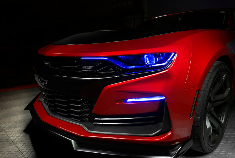 Oracle RGBW+A Headlight DRL Upgrade Kit for 2019-21 Chevy Camaro SS/RS, showcasing vibrant color options and sleek design.
