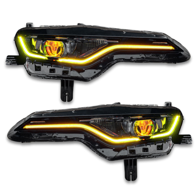 Oracle RGBW+A Headlight DRL Upgrade Kit for 2019-21 Chevy Camaro SS/RS, showcasing vibrant color options and sleek design.