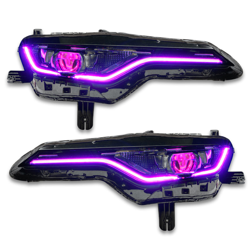 Oracle RGBW+A Headlight DRL Upgrade Kit for 2019-21 Chevy Camaro SS/RS, showcasing vibrant color options and sleek design.