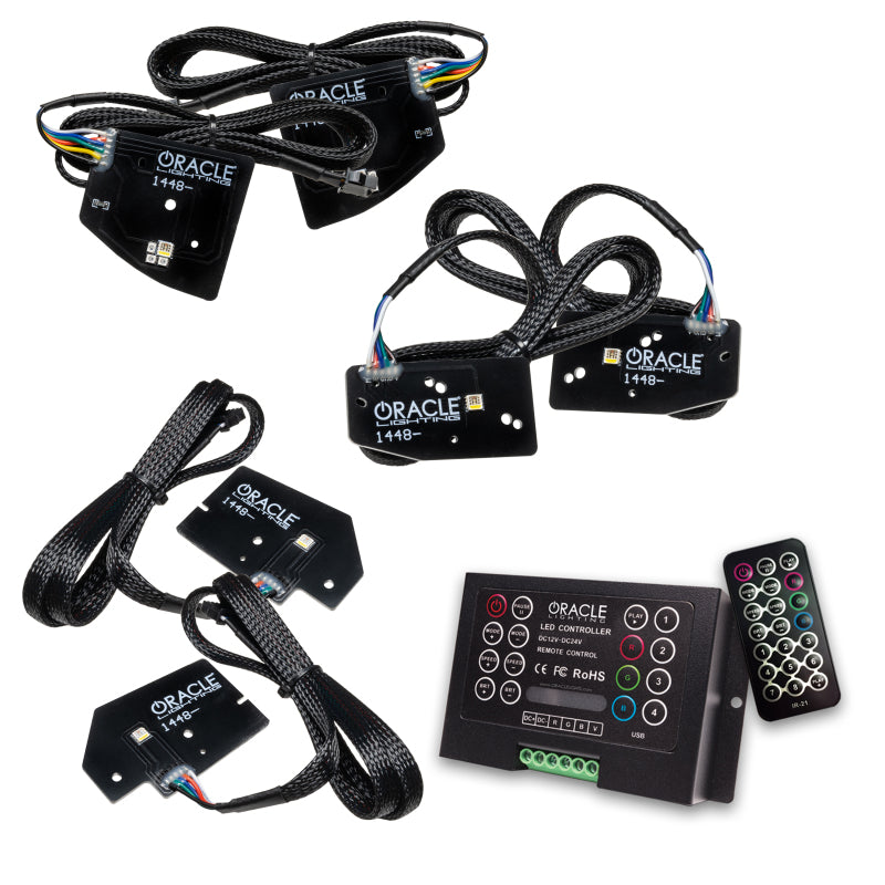 Oracle ColorSHIFT RGBW+A Headlight DRL Upgrade Kit for Ram 1500, showcasing vibrant LED lights and sleek design.