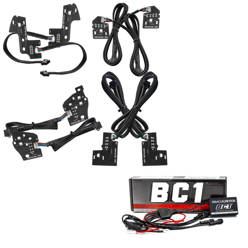 Oracle RGB+W Headlight DRL Upgrade Kit for RAM 1500, showcasing vibrant color-changing LEDs and true white DRL functionality.