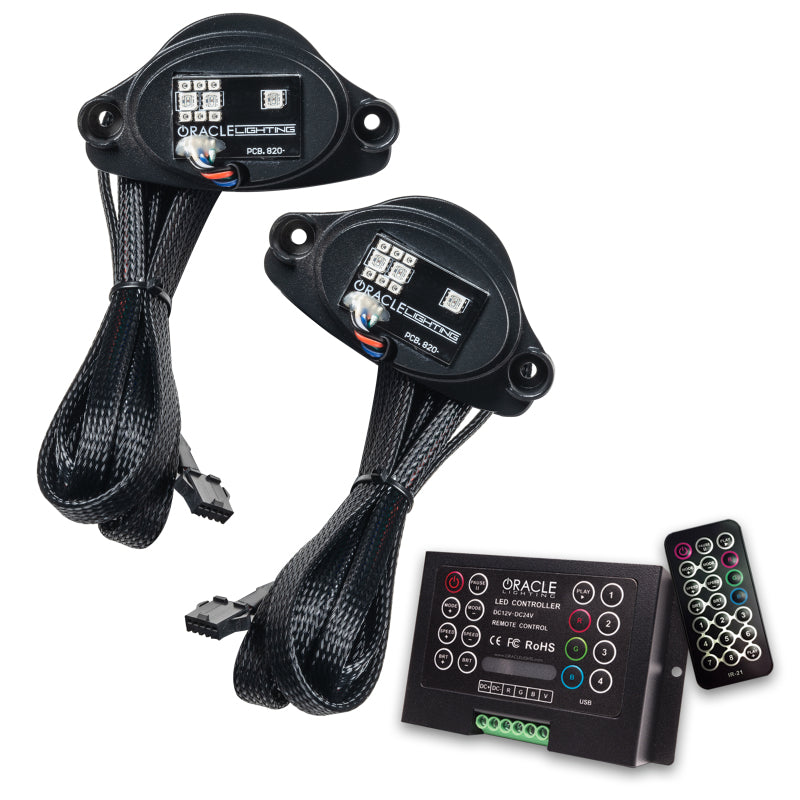 Oracle RGB+A Headlight DRL Upgrade Kit for 2020-2021 Chevy Corvette C8, showcasing color-changing LED technology.