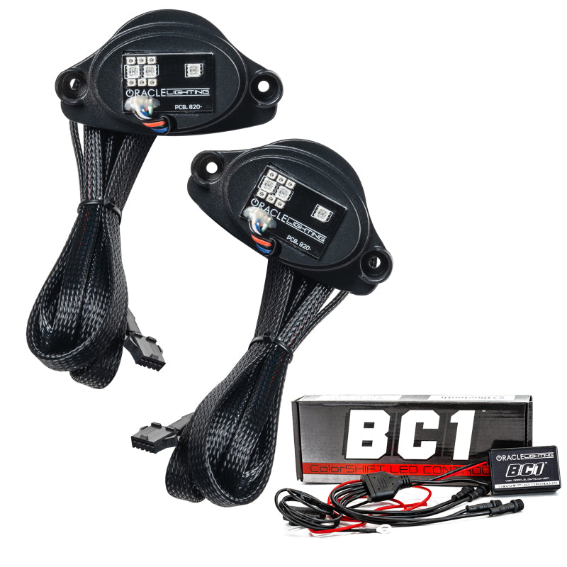 Oracle RGB+A Headlight DRL Upgrade Kit for 2020-2021 Chevy Corvette C8, showcasing color-changing LED lights and sleek design.