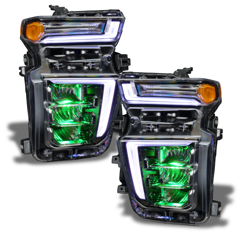 Oracle RGB Demon Eye Kit for 2020-2021 Chevy Silverado HD, showcasing vibrant colors and sleek design.