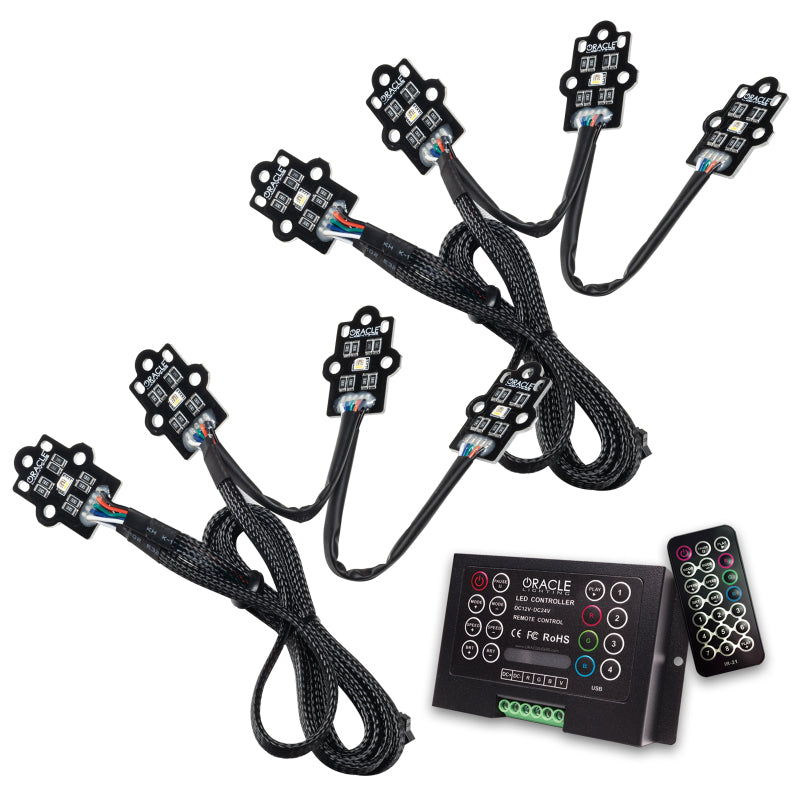 Oracle RGB+W Headlight DRL Upgrade for 2020-2021 Chevy Silverado HD, showcasing vibrant color options and sleek design.