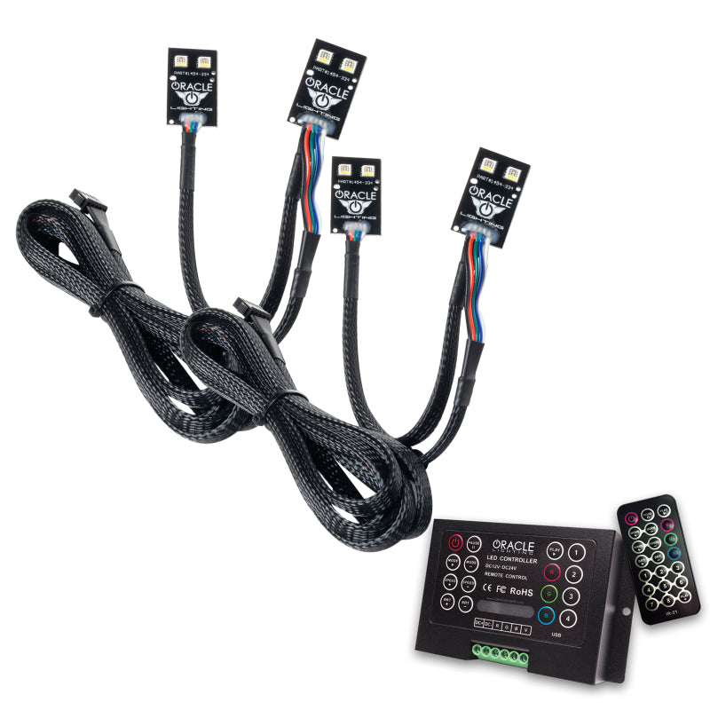 Oracle RGB+W Headlight DRL upgrade for 2021 Ford Bronco Sport showcasing vibrant color options and sleek design.