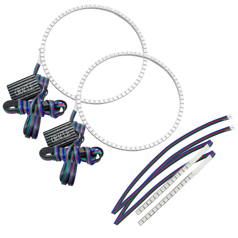 Oracle 21-22 Ford Bronco Headlight Halo Kit with DRL Bar showcasing vibrant LED colors and sleek design.