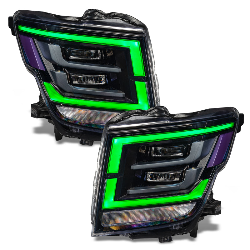 Oracle RGB+W Headlight DRL Upgrade for 2021-2022 Nissan Titan, showcasing vibrant color options and sleek design.