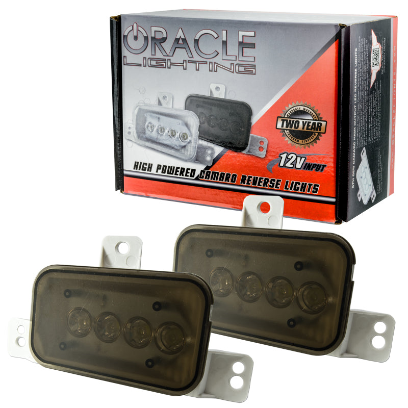 Oracle 4W LED Reverse Light Set for 2010-2013 Chevy Camaro with tinted lenses, showcasing high-powered LED technology.