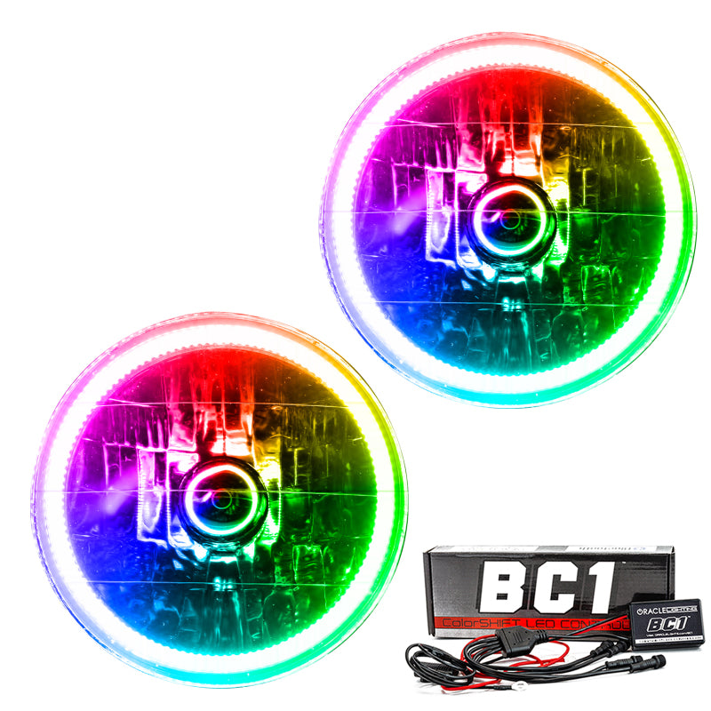 Oracle ColorSHIFT headlights for Jeep Wrangler TJ, showcasing vibrant LED technology and sleek design.