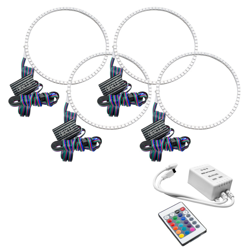 Oracle Bentley Arnage 02-06 ColorSHIFT Halo Kit featuring bright LED rings and a simple controller for customizable lighting.