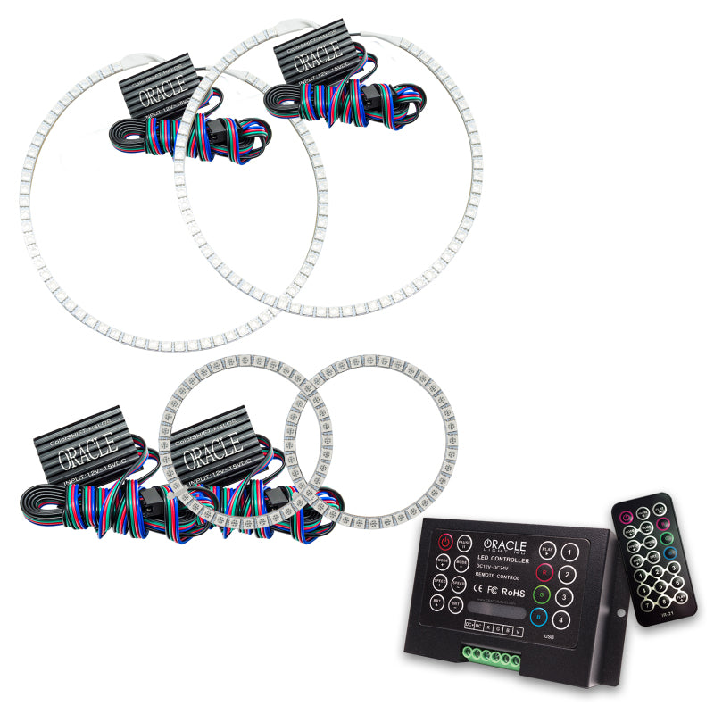 Oracle BMW 1 Series Halo Kit featuring ColorSHIFT technology and 2.0 Controller, showcasing customizable LED rings.