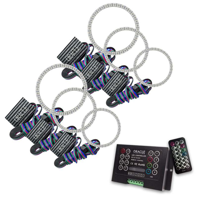 Oracle ColorSHIFT Halo Kit for Cadillac Escalade 2007-2013, featuring bright SMD rings and a 2.0 controller for customizable lighting.