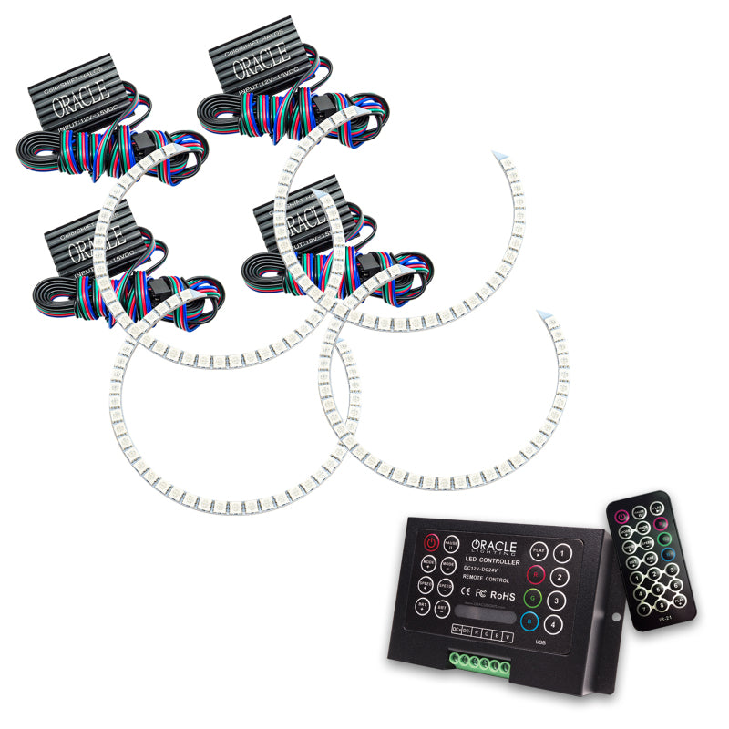 Oracle Chevrolet Avalanche Halo Kit featuring ColorSHIFT technology with bright SMD rings for customizable vehicle lighting.