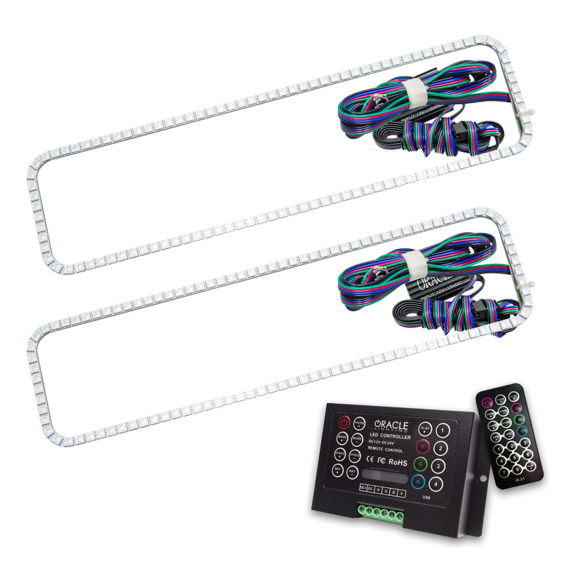 Oracle Chevrolet CK 87-99 Halo Kit showcasing ColorSHIFT technology with a 2.0 controller, featuring bright LED rings and durable design.