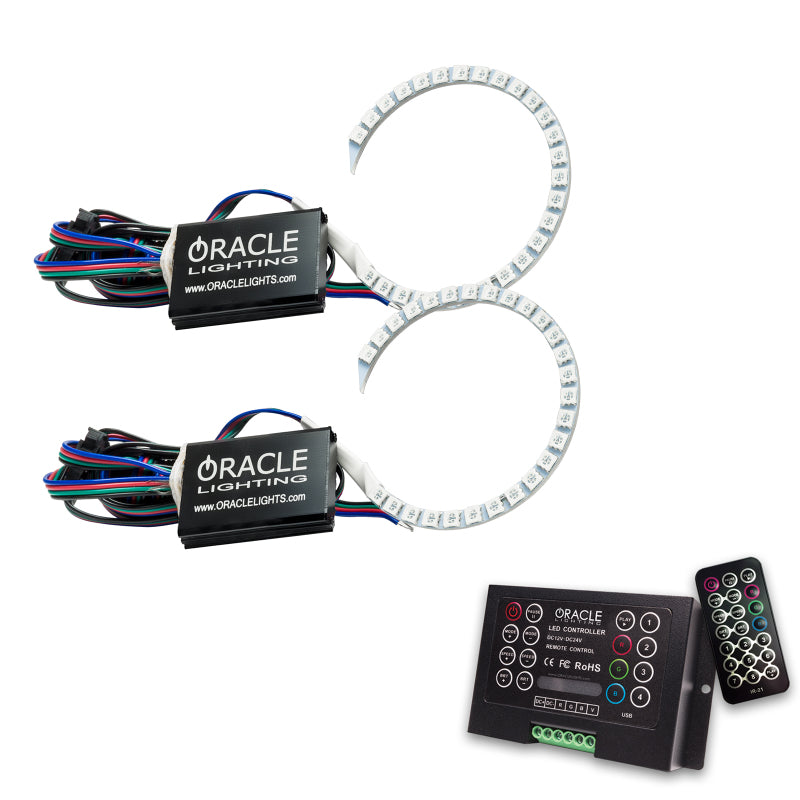 Oracle Chevrolet Impala Projector Halo Kit with ColorSHIFT technology, showcasing bright LED rings and durable PCB design.