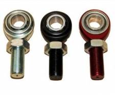 Three rod end bearings, different colors.