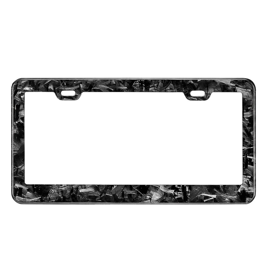 Real Forged Carbon Fiber License Plate Frame showcasing its sleek design and lightweight structure, perfect for enhancing vehicle aesthetics.