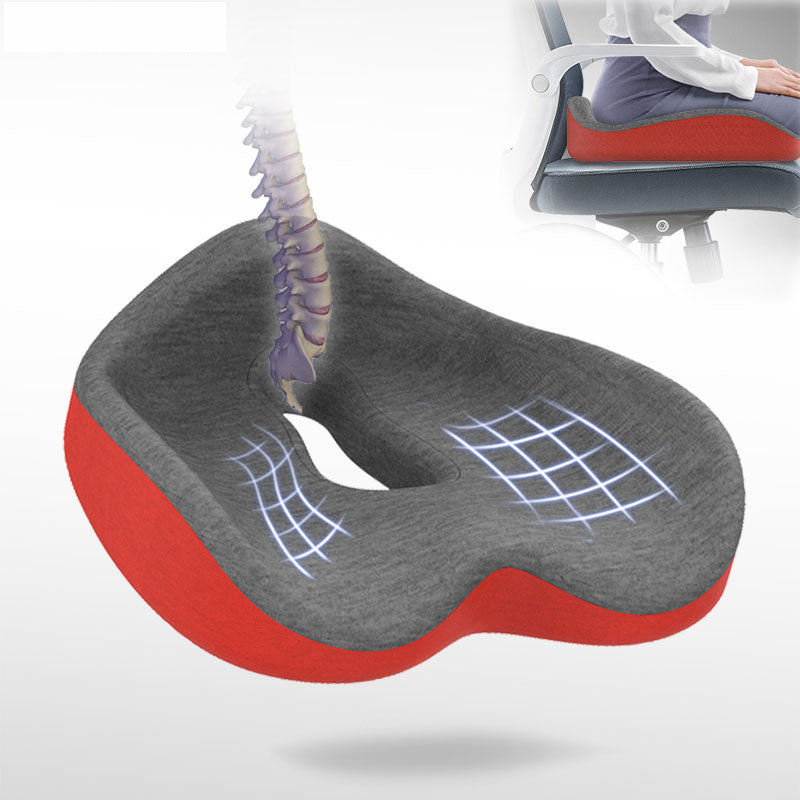 Memory foam seat cushion designed for office and car use, featuring ergonomic support and breathable fabric.