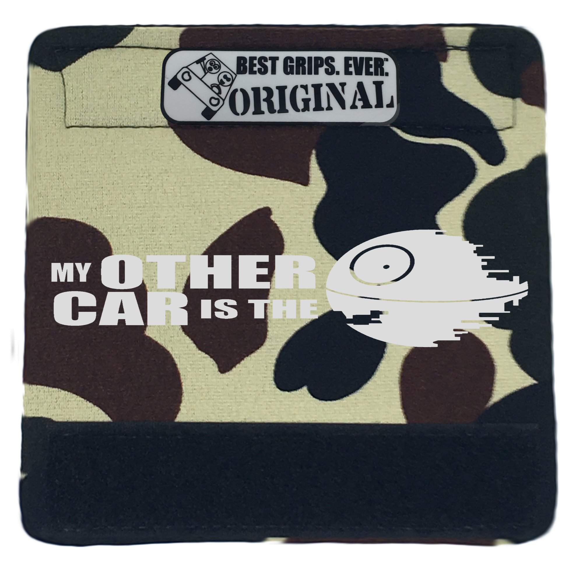 The DeathStar Grip 2 featuring smooth artwork and a soft base, designed for vehicle interiors.