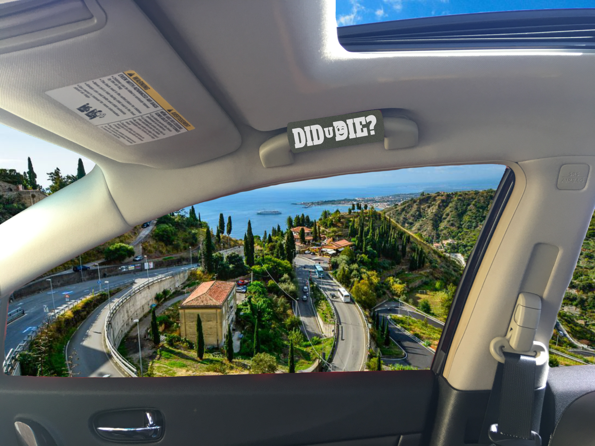 The Wink Grip featuring smooth artwork and a soft base, designed for vehicle interiors.