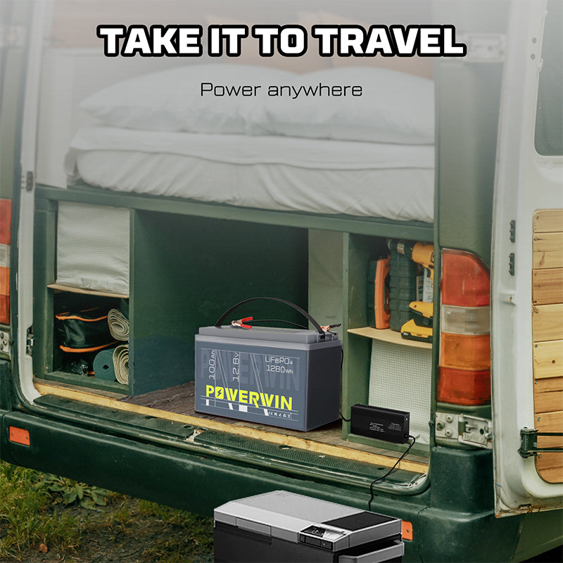 US POWERWIN BT100×3 LiFePO4 battery pack featuring three 100Ah batteries with advanced BMS technology for reliable energy storage.