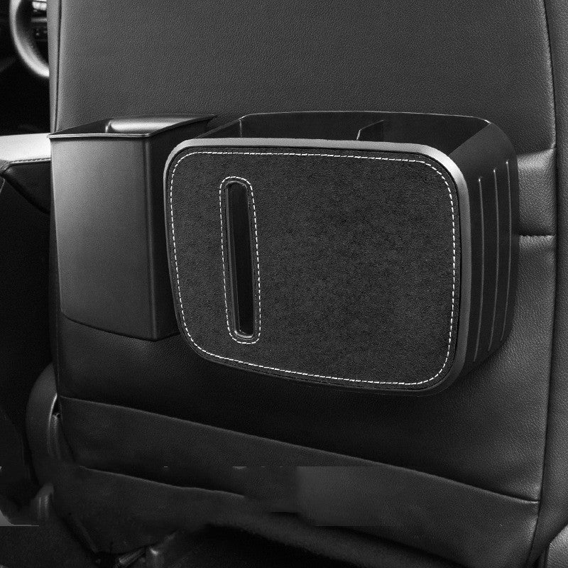 Waterproof Car Trash Can Bin with tissue box, designed for vehicle organization and cleanliness.