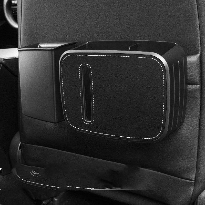 Waterproof Car Trash Can Bin with tissue box, designed for vehicle organization and cleanliness.