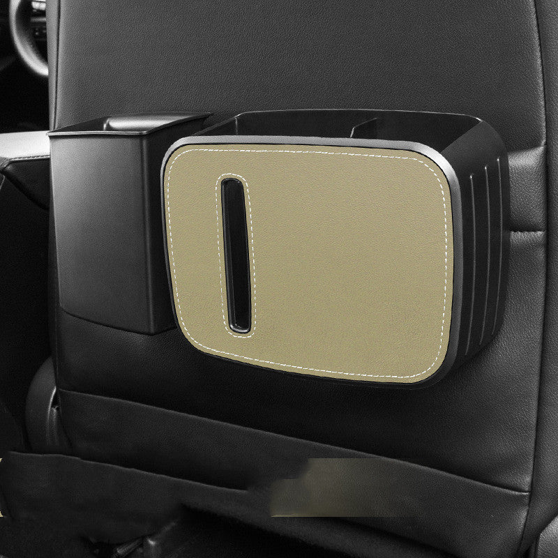 Waterproof Car Trash Can Bin with tissue box, designed for vehicle organization and cleanliness.