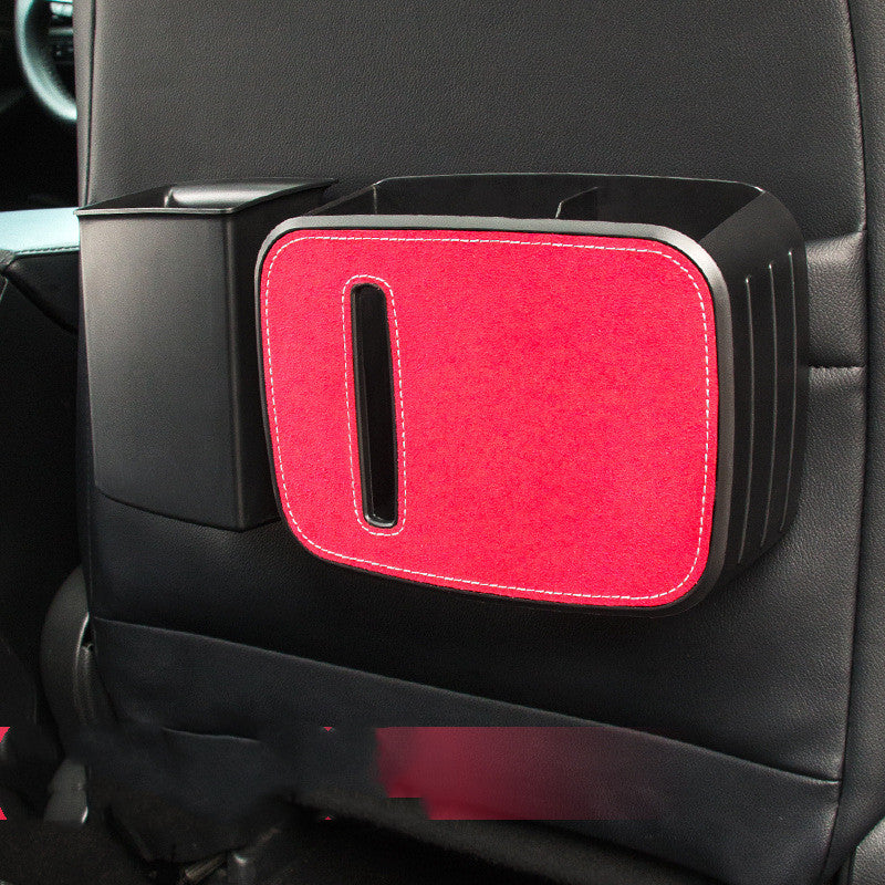 Waterproof Car Trash Can Bin with tissue box, designed for vehicle organization and cleanliness.