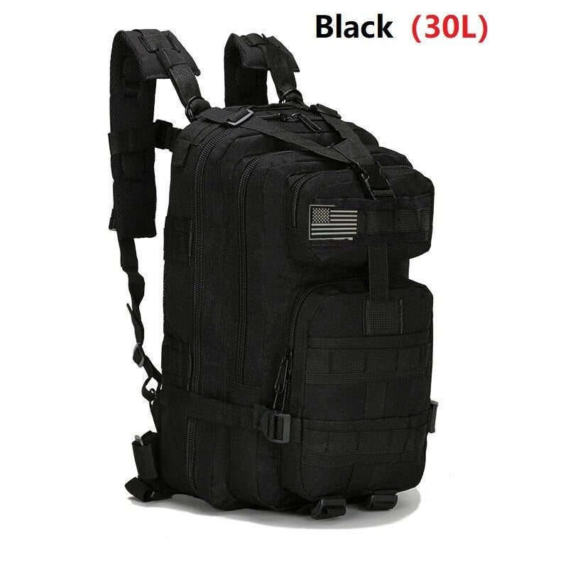 1000D Nylon Hiking Backpack in various colors, showcasing its durable material and spacious compartments.