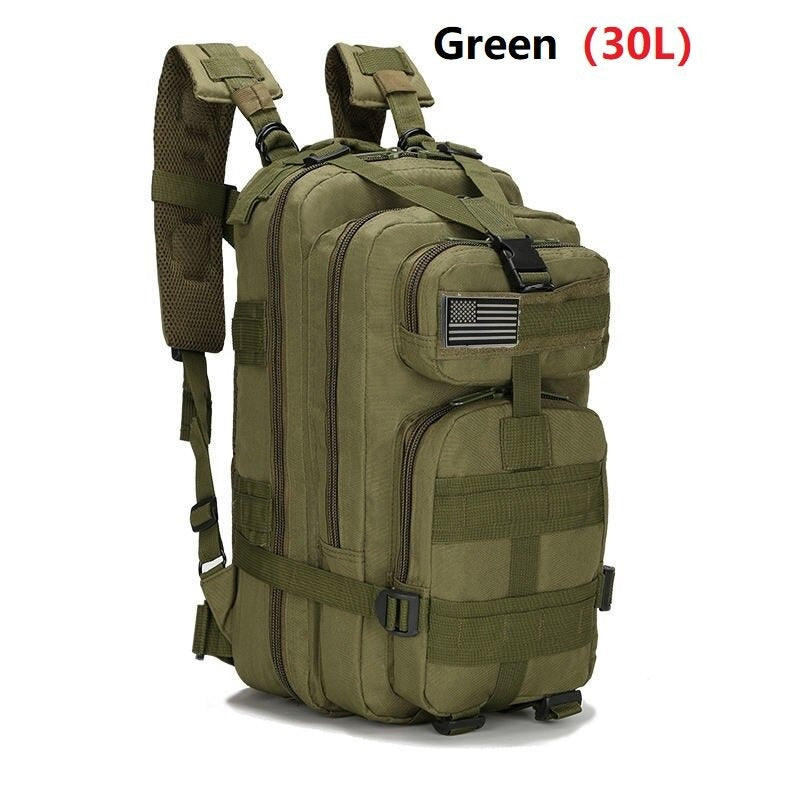 1000D Nylon Hiking Backpack in various colors, showcasing its durable material and spacious compartments.