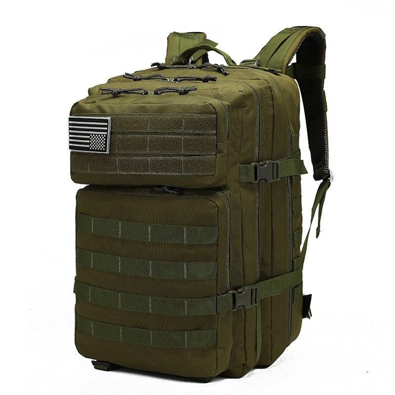 Army Military Tactical Backpack in camouflage pattern, showcasing durable Oxford material and multiple pockets for organization.