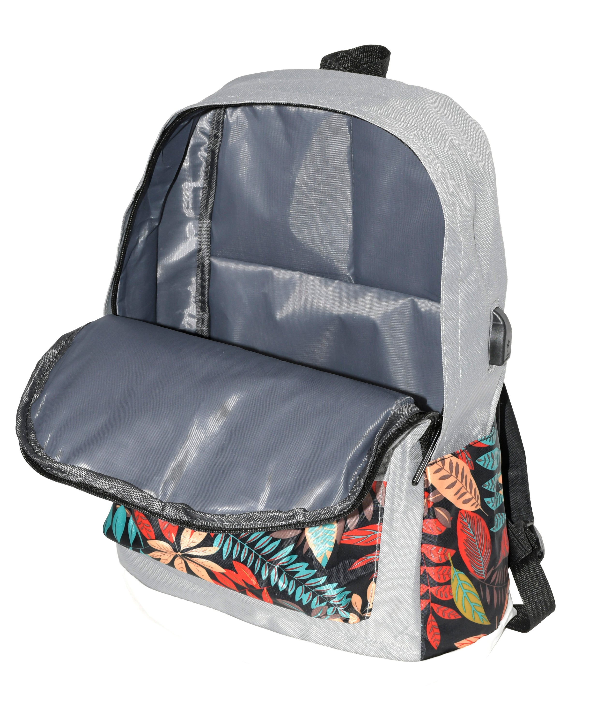 A stylish floral print 3 piece backpack set including a backpack, shoulder bag, and zippered pouch, showcasing vibrant colors and practical design.