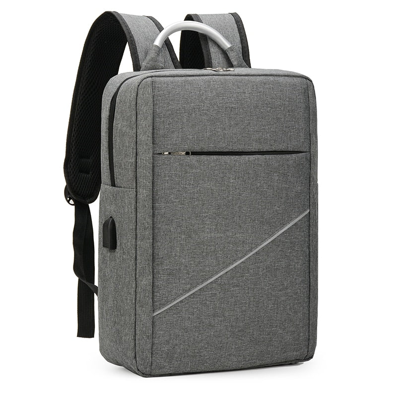 Luxury waterproof nylon backpack for men with USB charging port, featuring adjustable straps and spacious compartments for laptops and essentials.