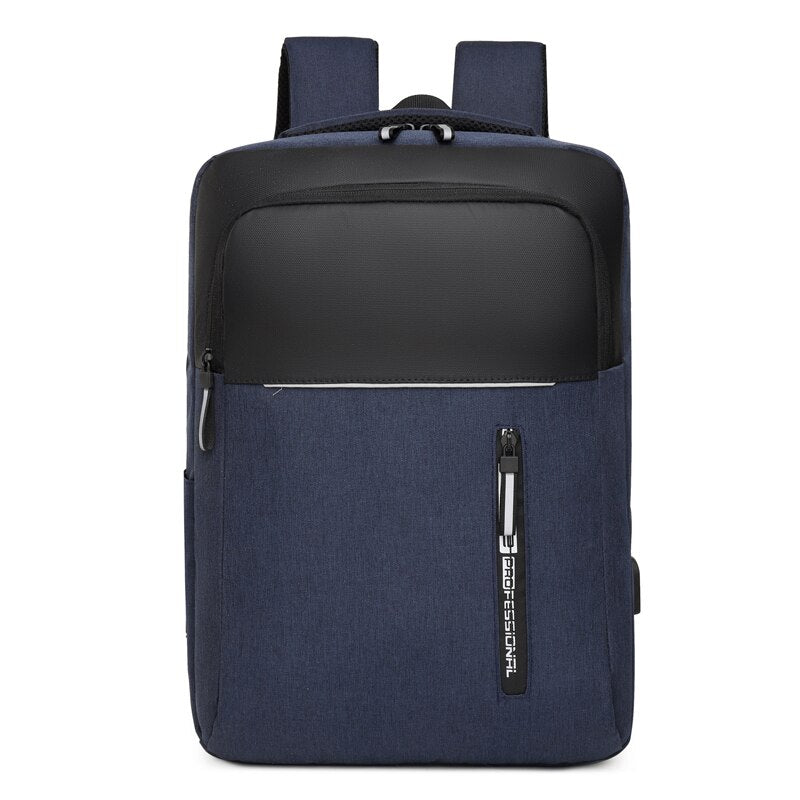 Multifunctional business notebook backpack for men with USB charging port, made of durable nylon, featuring multiple pockets and a stylish design.