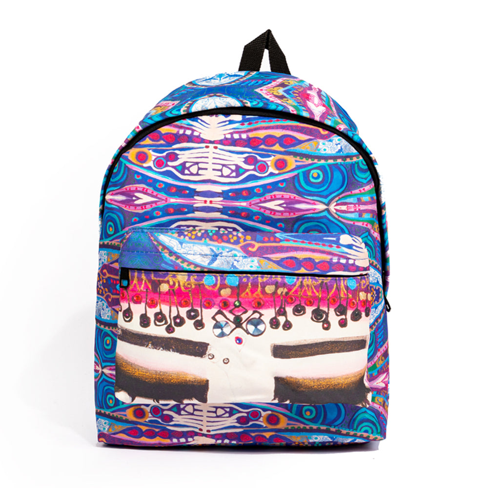 Biggdesign Blue Water Rucksack in Blau, aus hochwertigem Polyester und Baumwolle, mit wasserdichtem Material und ergonomischem Design.