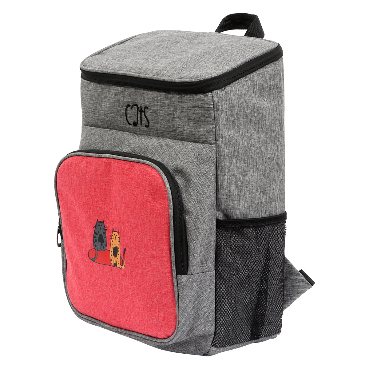 Biggdesign Cats graue Kühlrucksack mit isolierter Innenfolie und verstellbaren Schultergurten, ideal für Picknicks und Ausflüge.