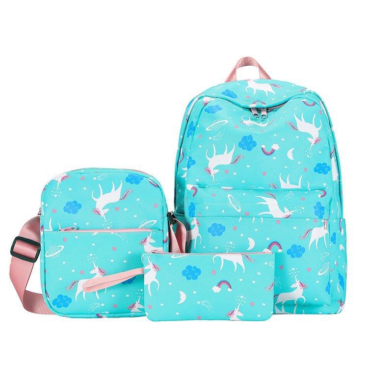 Breathable Three-Piece Fashion Student Backpack in stylish design, featuring multiple pockets and durable nylon material.