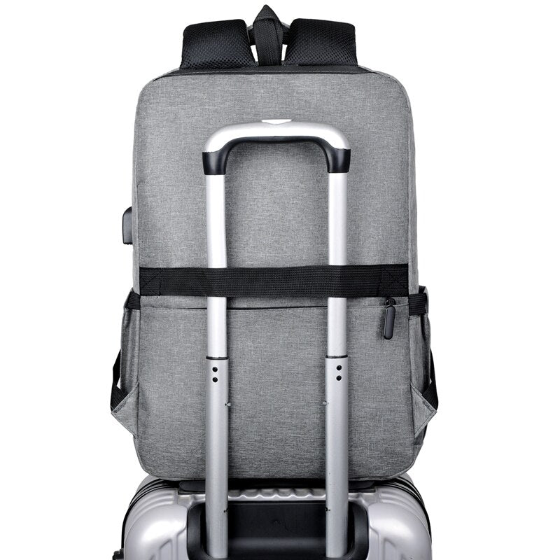 Business backpack for men made of high-quality nylon, designed to hold a 17-inch laptop with multiple pockets and a stylish appearance.