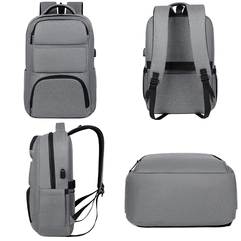 Business backpack for men made of high-quality nylon, designed to hold a 17-inch laptop with multiple pockets and a stylish appearance.