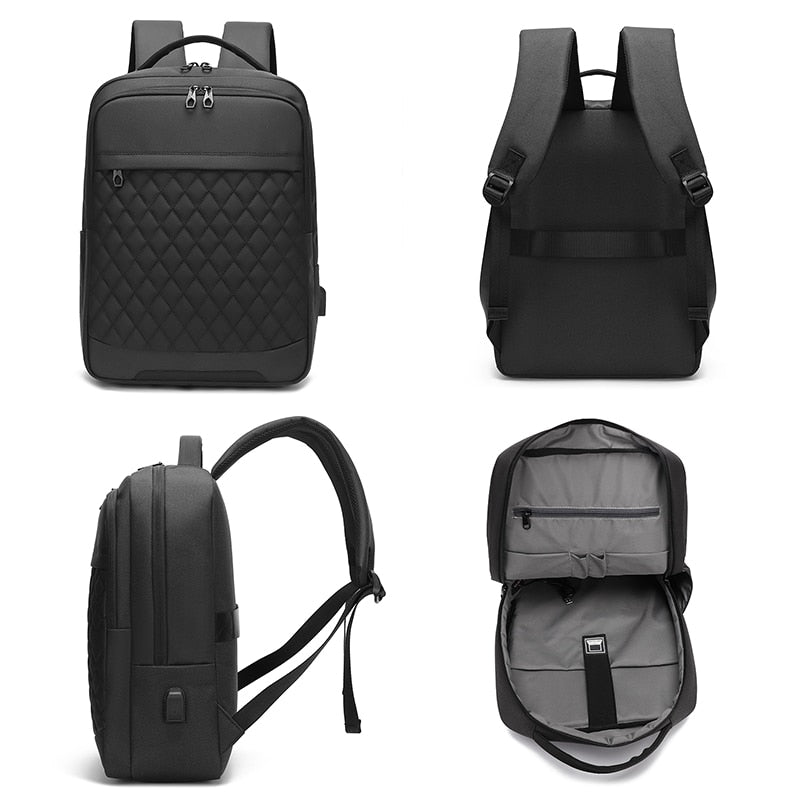 Business Backpack for Men made of high-quality nylon, featuring multiple pockets and a sleek design, perfect for carrying laptops and essentials.