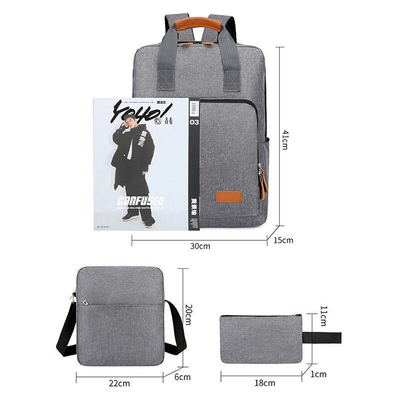 Business casual backpack for men made of waterproof Oxford cloth, featuring multiple compartments and a stylish solid design.