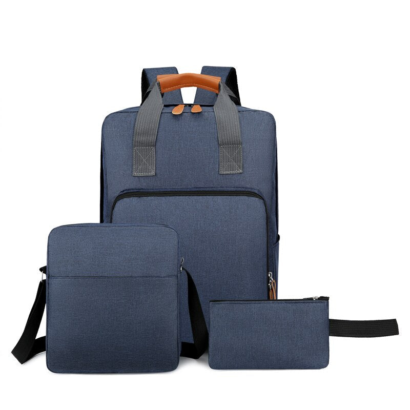 Business casual backpack for men made of waterproof Oxford cloth, featuring multiple compartments and a stylish solid design.