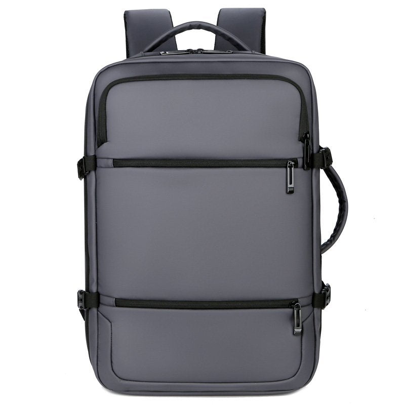 Multifunctional waterproof men's backpack with USB charging port, featuring a sleek design and spacious compartments.