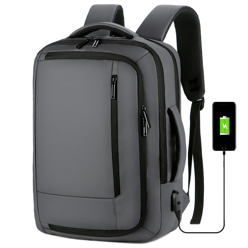 Business Travel Laptop Backpack with USB charging port, featuring a sleek nylon design and spacious compartments for organization.
