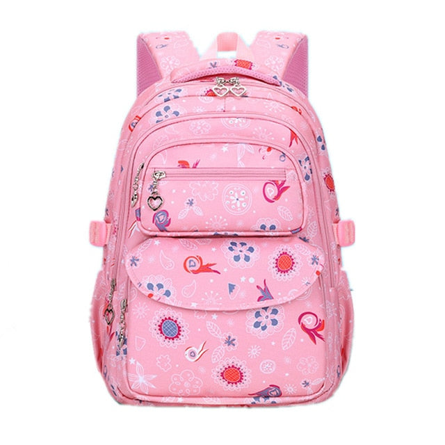 Casual Simple Backpack for primary school girls, featuring a stylish Japanese design in durable nylon material, with multiple compartments for organization.