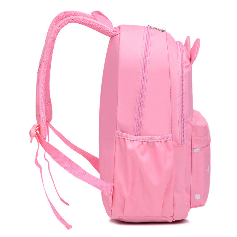 Cute Korean style cartoon small backpack for girls, featuring vibrant colors and playful designs, made from durable Oxford cloth.